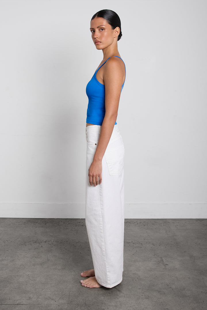 WHITE STRAIGHT LEG JEAN WITH BACK DETAIL in Ivory — alternate angle