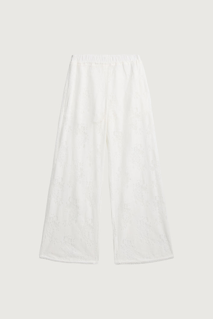 LACE WIDE LEG PANT in White — alternate angle