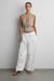 Balloon pants with foldover waist in white — main image