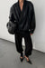 Ribbed foldover pants with cuff detail in black — main image