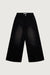 Woven denim wide leg pant in black — main image