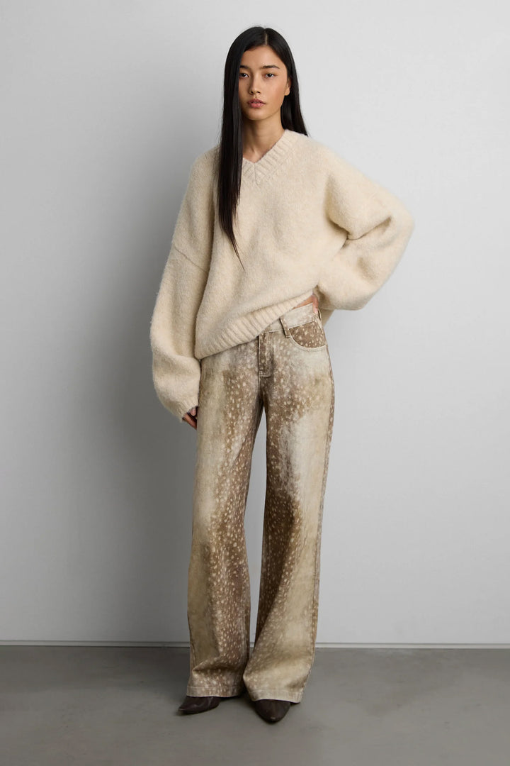 FAWN PRINT STRAIGHT LEG PANT in Brown — alternate angle