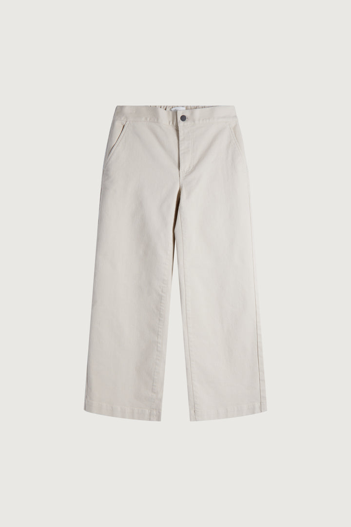 CROPPED LENGTH TWILL WIDE LEG PANT in Oatmeal — alternate angle