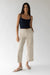 Cropped length twill wide leg pant in oatmeal — main image