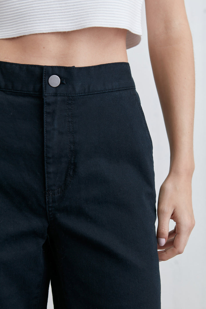 LONG LENGTH TWILL WIDE LEG PANT in Black — alternate angle