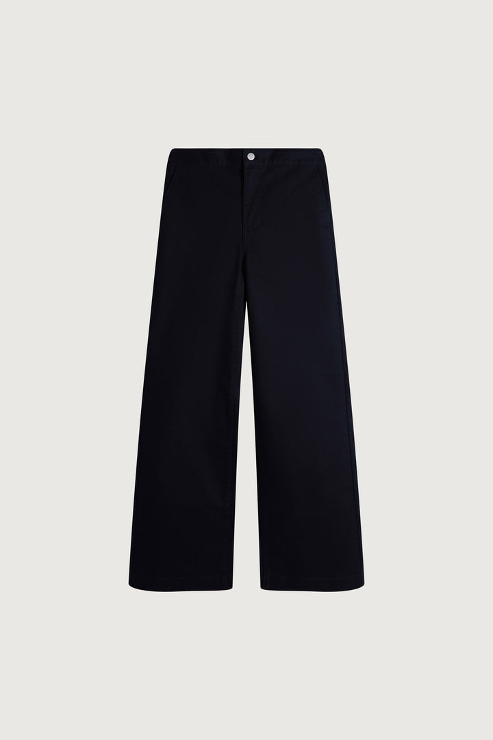 LONG LENGTH TWILL WIDE LEG PANT in Black — alternate angle