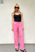 Long length twill wide leg pant in pink carnation — main image