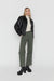 Long length twill wide leg pant in thyme — main image