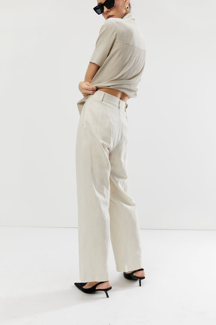LINEN PANT in Almond Milk — alternate angle