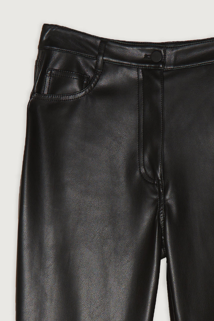 SLIM FIT VEGAN LEATHER PANT in Black — alternate angle