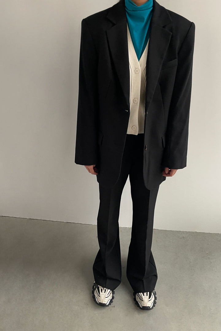 BACK SLIT TROUSER in Black — alternate angle