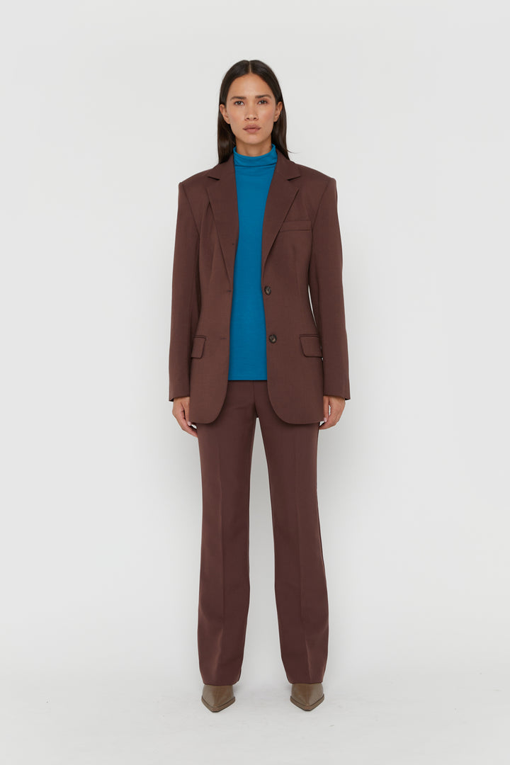 BACK SLIT TROUSER in Deep Mahogany — alternate angle