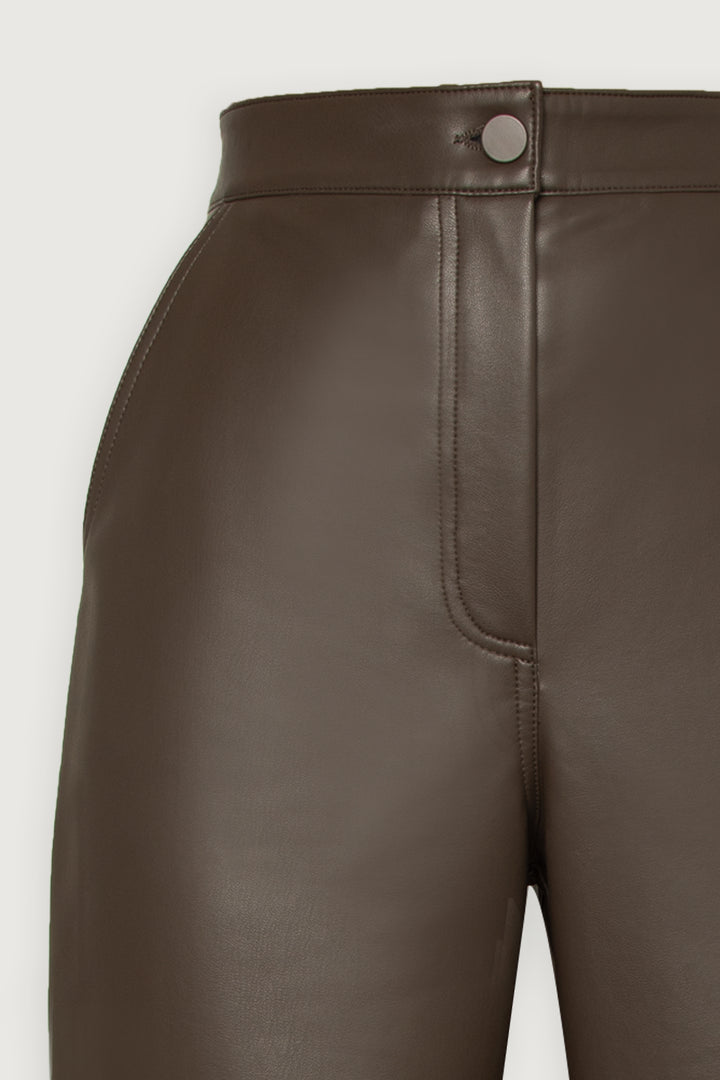 STRAIGHT LEG VEGAN LEATHER PANT in Turkish Coffee — alternate angle