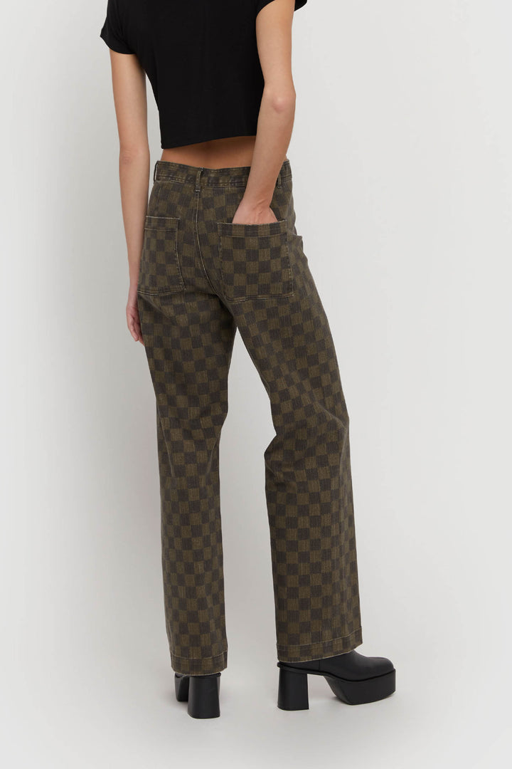 TWILL CHECKER PANT in Beech Turkish Coffee — alternate angle