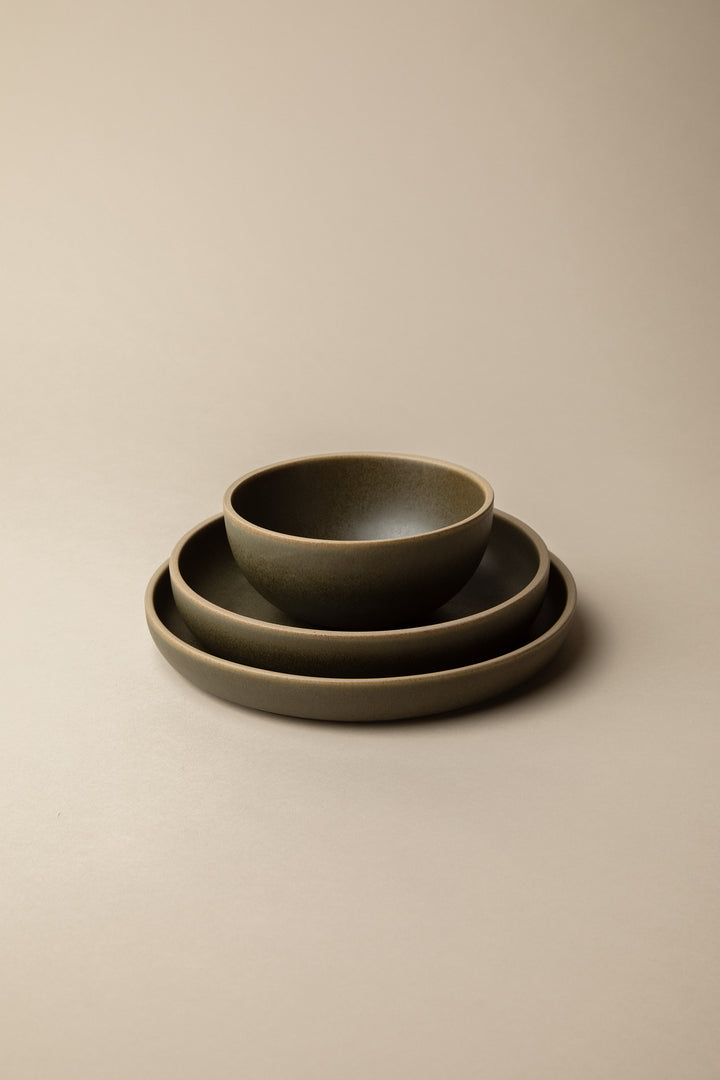 CREST DINNER BOWL in Tuscan Olive — alternate angle