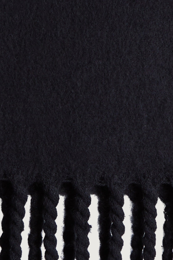 ALPACA SCARF WITH TASSELS in Black — alternate angle