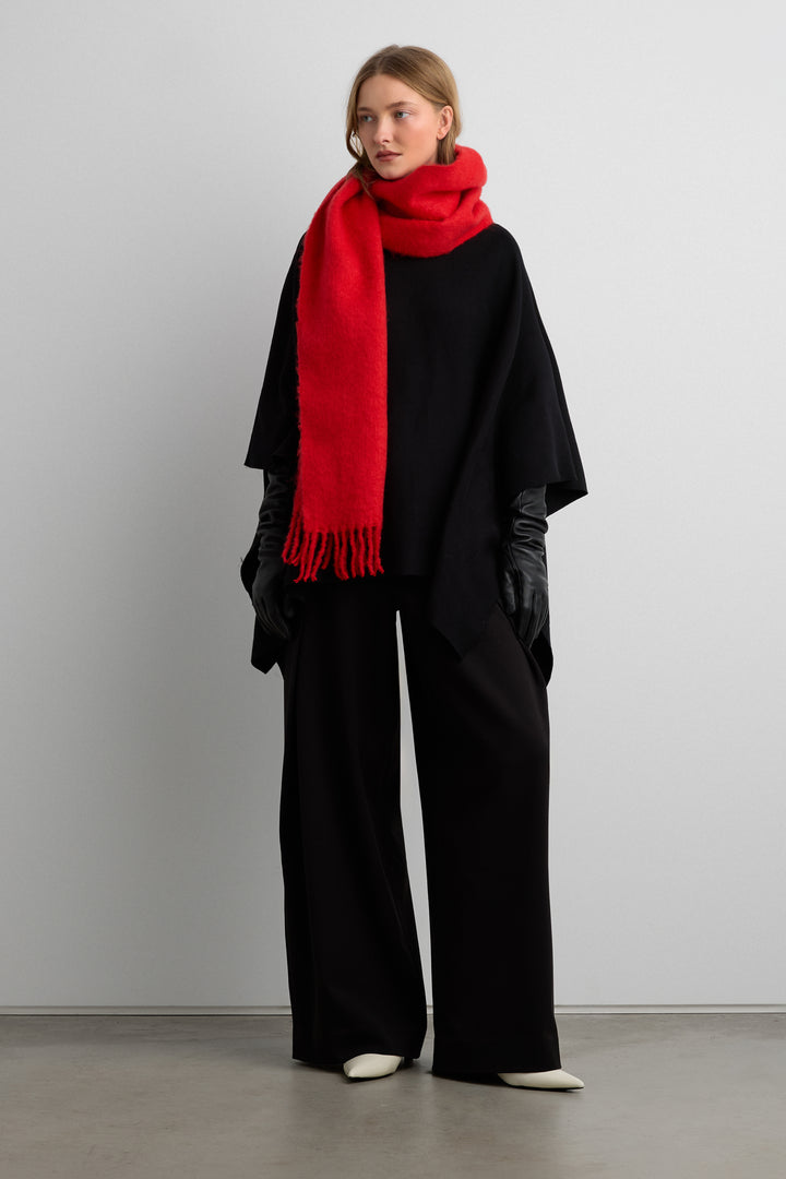 SOLID SCARF WITH TASSELS in True Red — alternate angle