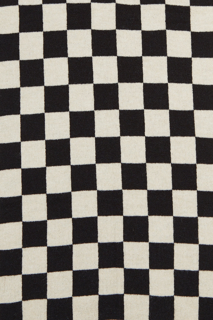CHECKERED SCARF in Oatmeal Black Check — alternate angle