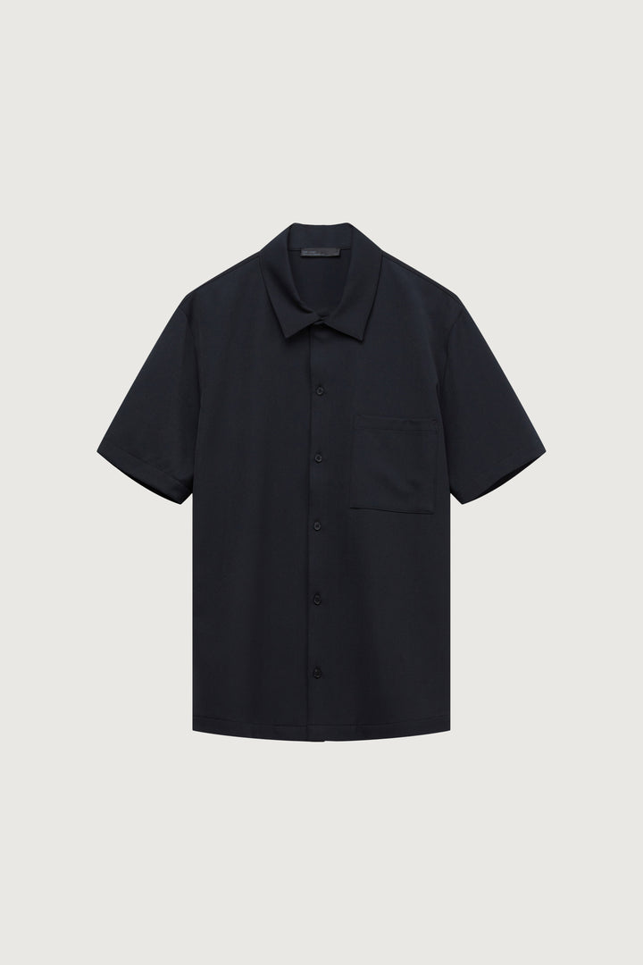 SHORT SLEEVE BUTTON UP in Black — alternate angle