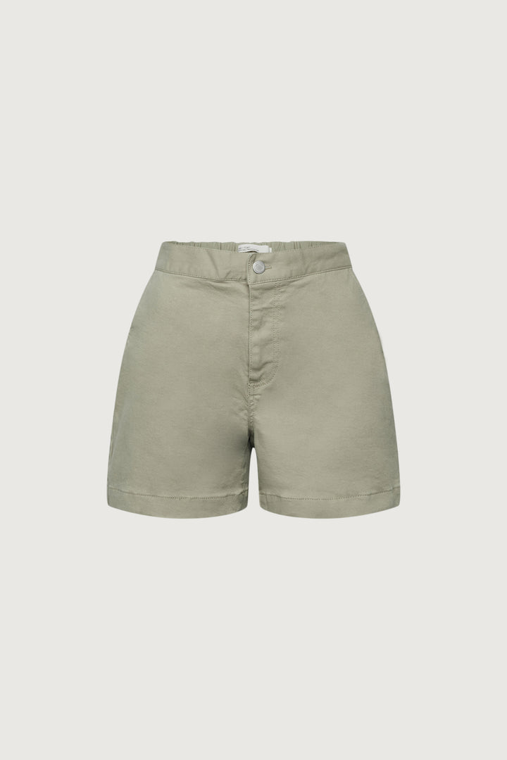 TWILL WIDE LEG SHORT in Moss Grey — alternate angle