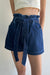 Jean paperbag short in classic wash — main image
