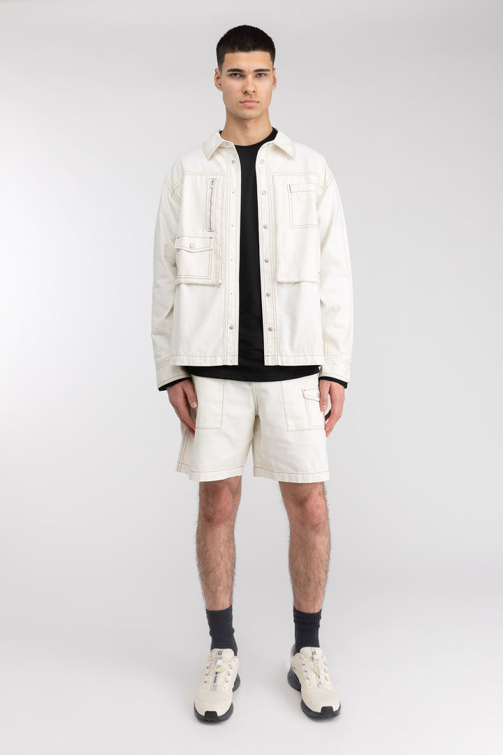 COTTON-TWILL CARGO SHORT in PAPYRUS — alternate angle