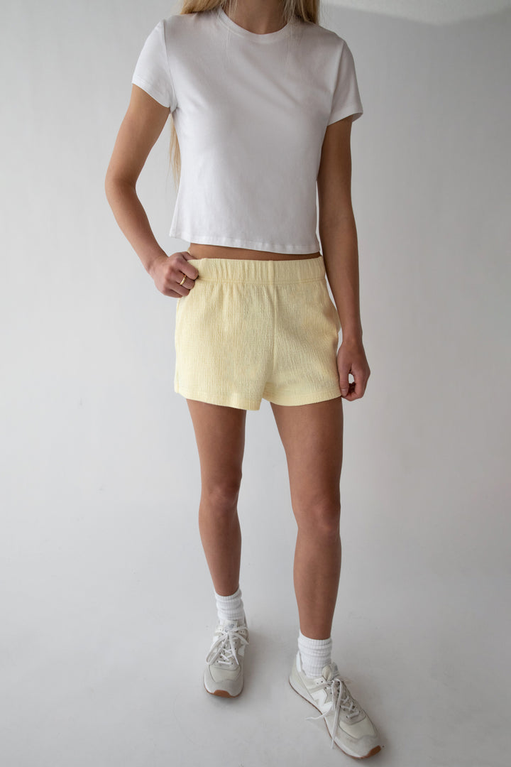 ELASTIC WAIST SHORT in Flan — alternate angle