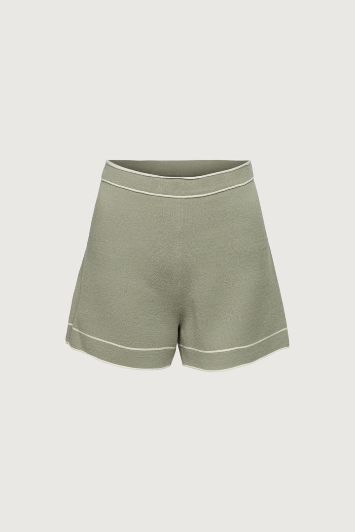 CONTRAST TRIM KNIT SHORT in Tea Cream — alternate angle