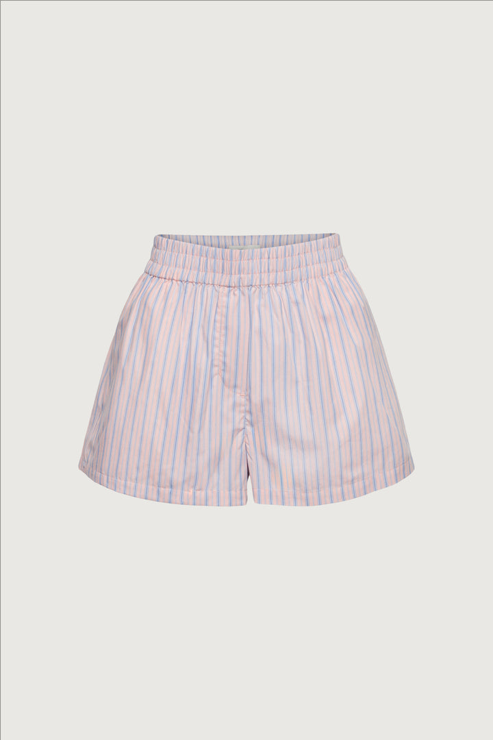 STRIPED COTTON POPLIN BOXER SHORT in Rose Blue Stripe — alternate angle