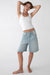 Stretch denim jort in stone light wash — main image