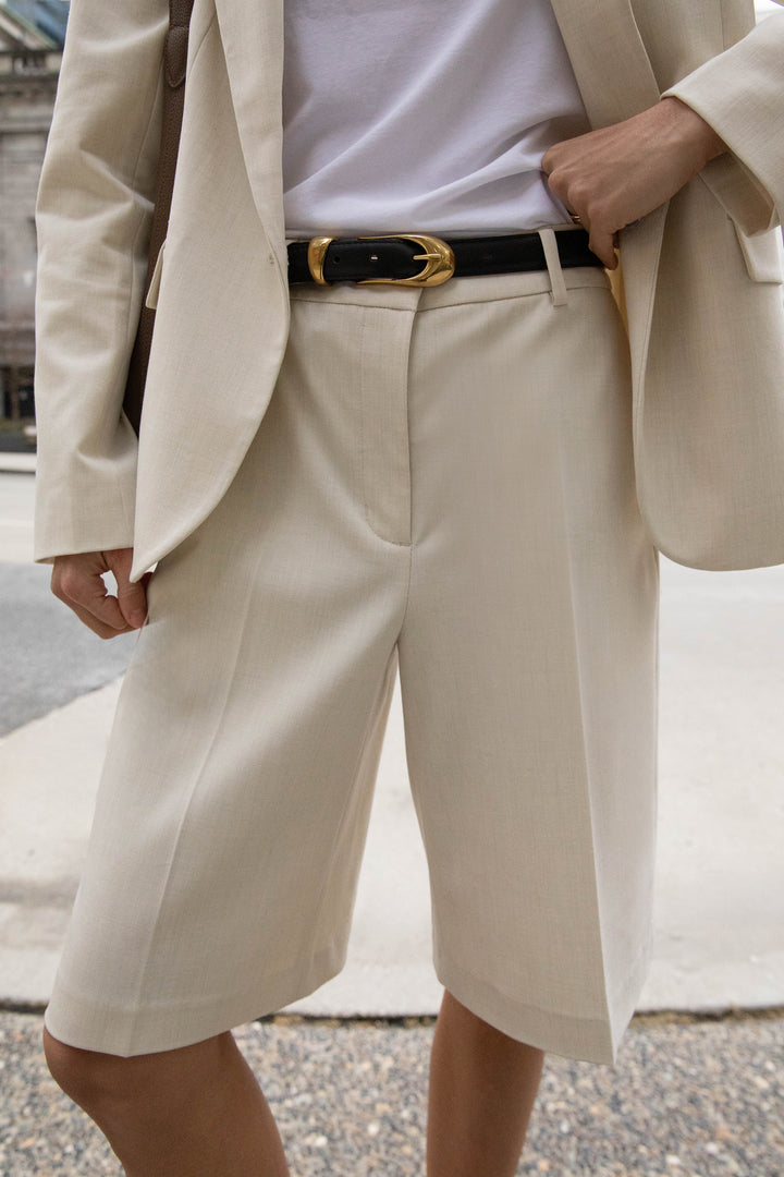 LONG SUITING SHORT in Heather Oatmeal — alternate angle