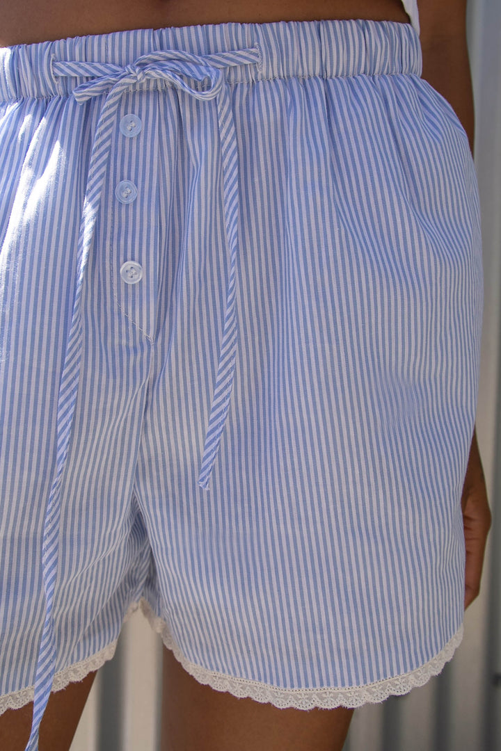 LACE TRIM BOXER SHORTS in Sky Blue — alternate angle