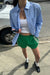 Double stripe jersey short in bright green — main image