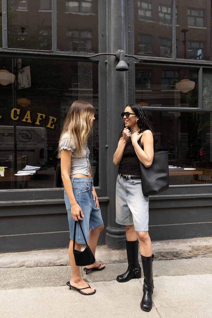 LIGHT WASH MID-RISE DENIM JORT in Vintage Wash — alternate angle