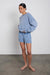 Garment dyed cotton elastic waist short in gd blue — main image