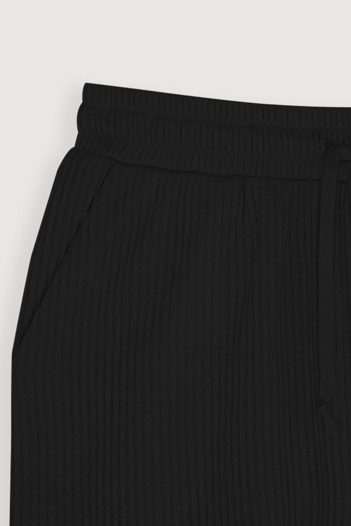 RIBBED KNIT SHORT in Black — alternate angle