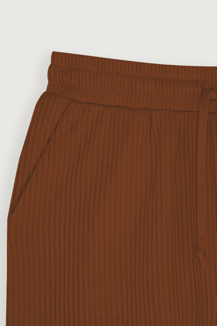 RIBBED KNIT SHORT in Teak — alternate angle