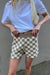 Checkered knit short in taupe check — main image