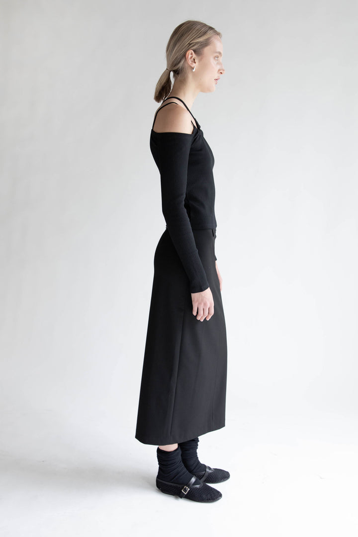 MIDI SUITING SKIRT in Black — alternate angle