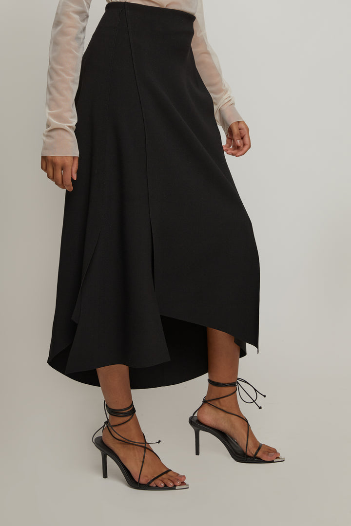 ASYMMETRICAL HEM SKIRT in Black — alternate angle