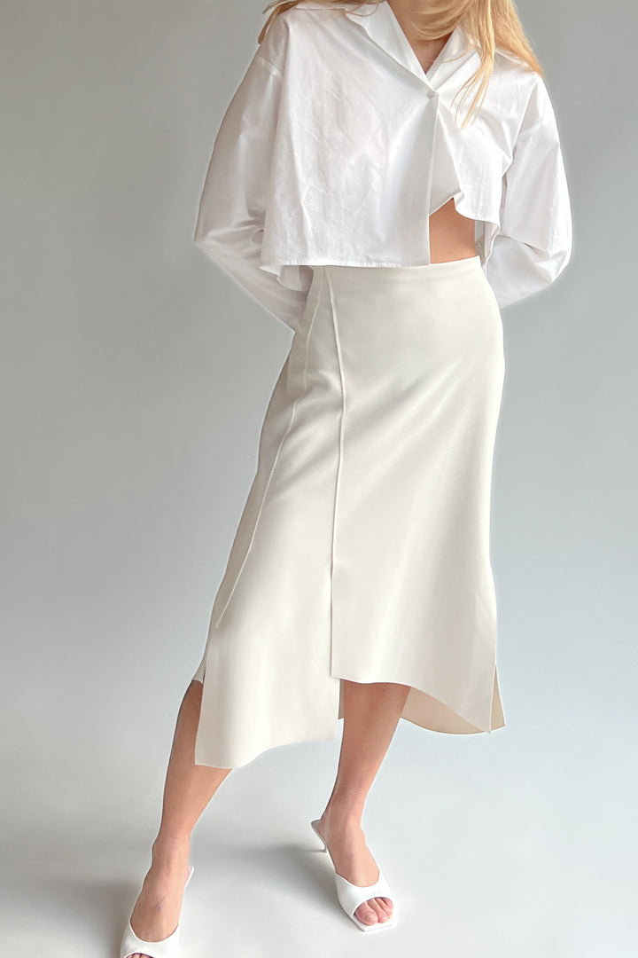 ASYMMETRICAL HEM SKIRT in Ivory — alternate angle