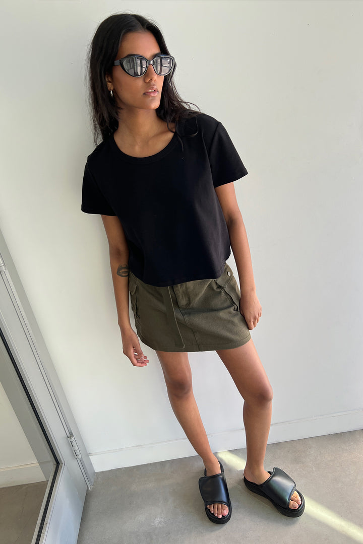 CARGO MINI SKIRT in Khaki — alternate angle