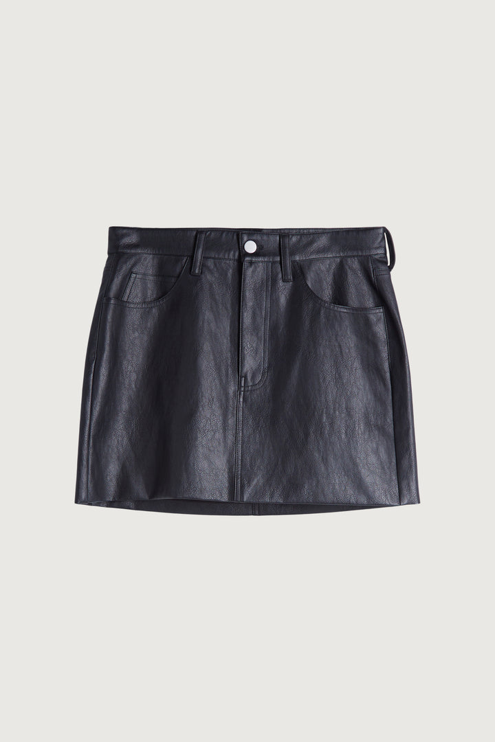 VEGAN LEATHER MINI SKIRT in Black — alternate angle