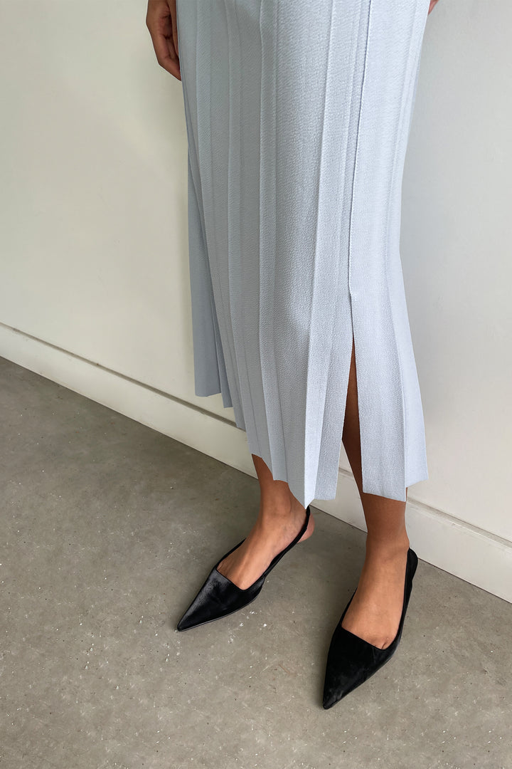 WIDE RIBBED MIDI SKIRT in Blue Grey — alternate angle