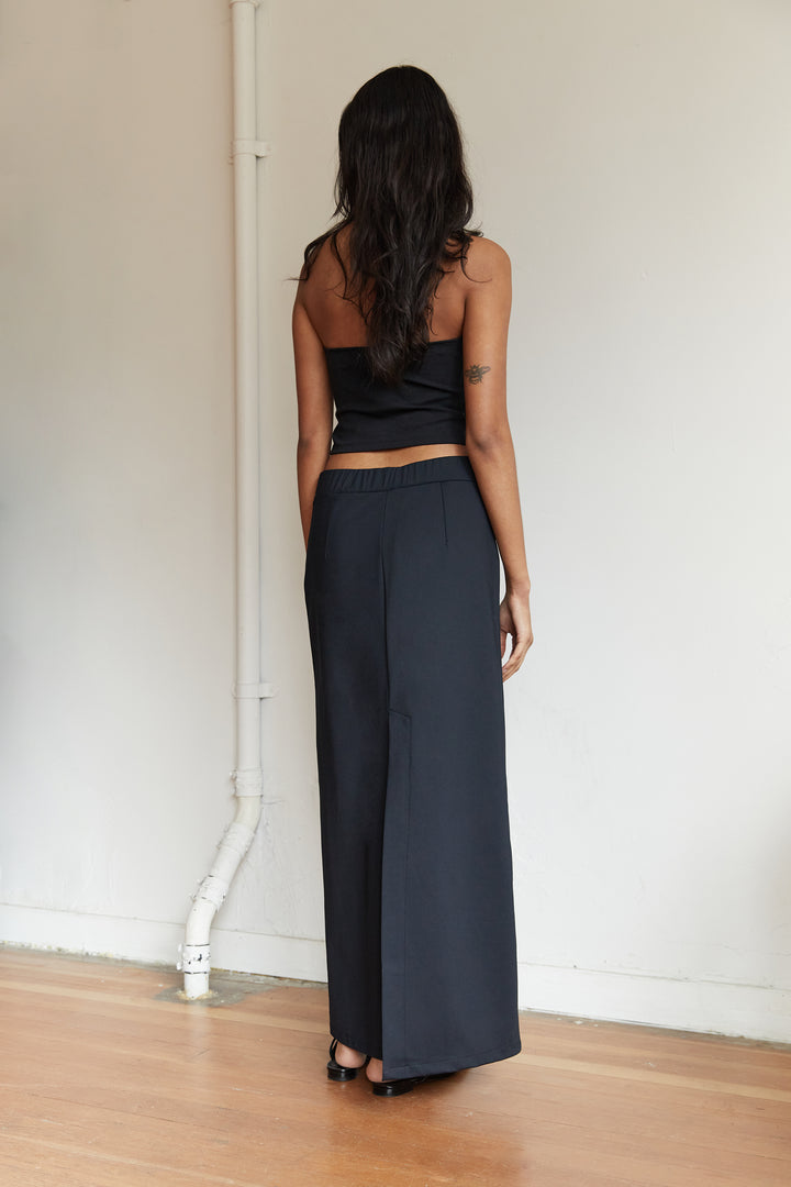MAXI SKIRT WITH BACK SLIT in Black — alternate angle