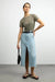 Front slit denim midi skirt in bleached — main image