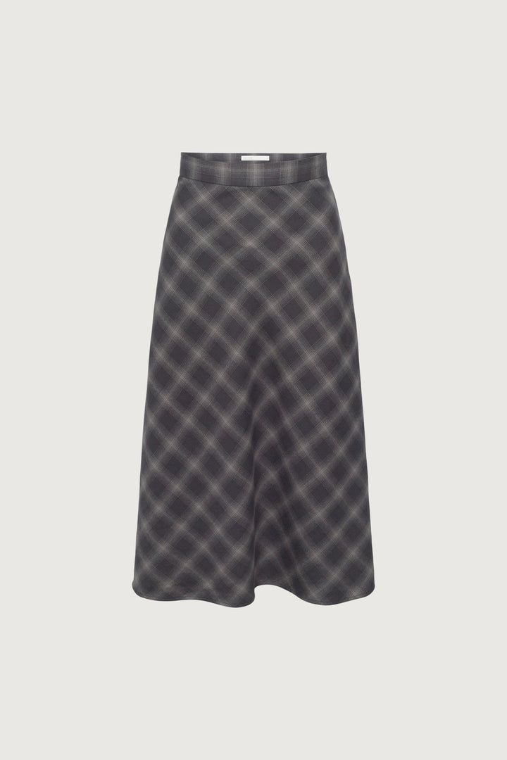 PLAID MIDI SKIRT in Grey Plaid — alternate angle