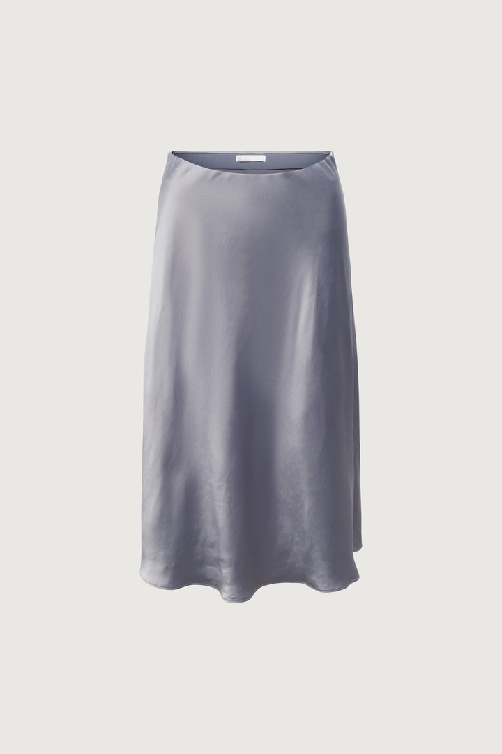 SATIN MIDI SLIP SKIRT in Quicksilver — alternate angle