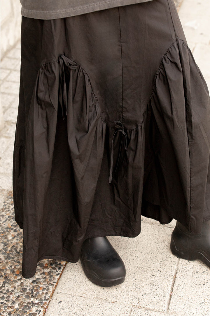 NYLON MAXI SKIRT in Black — alternate angle