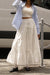 Tiered nylon maxi skirt in white — main image